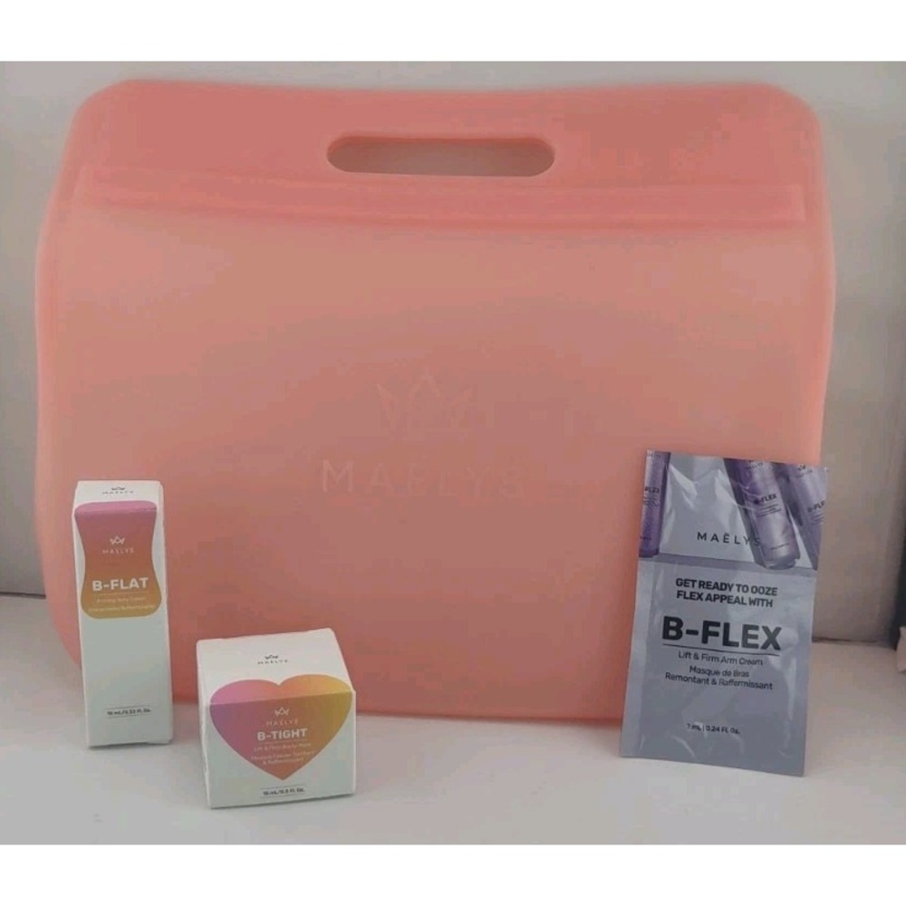 maelys pink silicone bag with sample products
